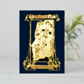 Vintage Jugendstil Weihnachten Folien Feiertagskarte (Stehend vorne)