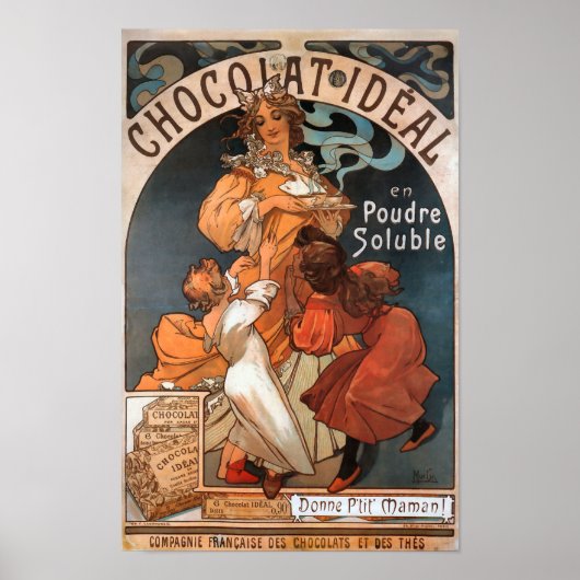 Vintage Jugendstil-Werbung Chocolat Ideal Mucha Poster (Vorne)