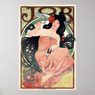 Vintage Jugendstil-Zigarettenanzeige von Mucha Poster