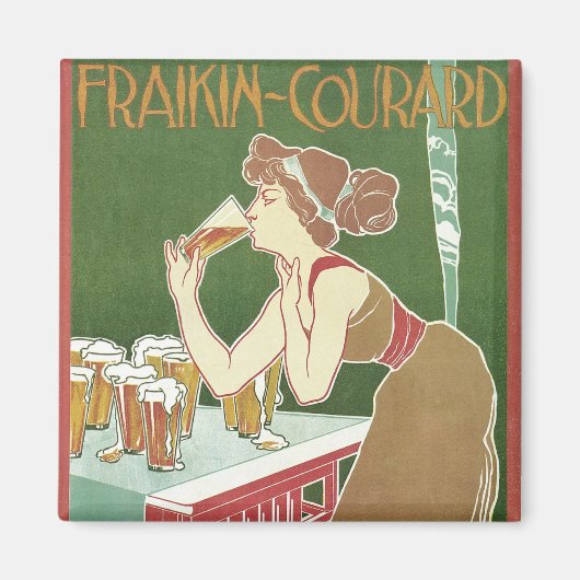 Vintage Jugendstilbrasserie Fraikin Courard Beer Magnet (Vorne)