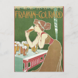 Vintage Jugendstilbrasserie Fraikin Courard Beer Postkarte