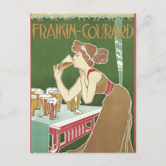 Vintage Jugendstilbrasserie Fraikin Courard Beer Postkarte (Vorderseite)