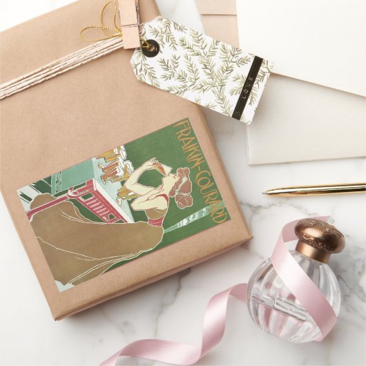 Vintage Jugendstilbrasserie Fraikin Courard Beer Rechteckiger Aufkleber (Schenken)