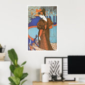 Vintage Jugendstildame mit Peacocks Poster (Heimbüro)