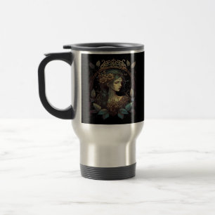 Vintage Jugendstilfrau in Aquamarin und W Reisebecher