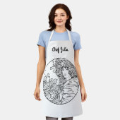 Vintage Jugendstilfrau mit Blume Schürze (Getragen)