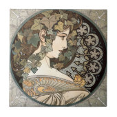 Vintage Jugendstilfrau von Alphonse Mucha Fliese (Vorderseite)