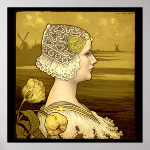 Vintage Jugendstilfrau von Paul Berthon Poster