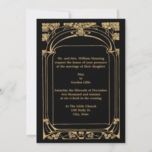 Vintage Jugendstilhochzeit Einladung 2 (Rückseite)