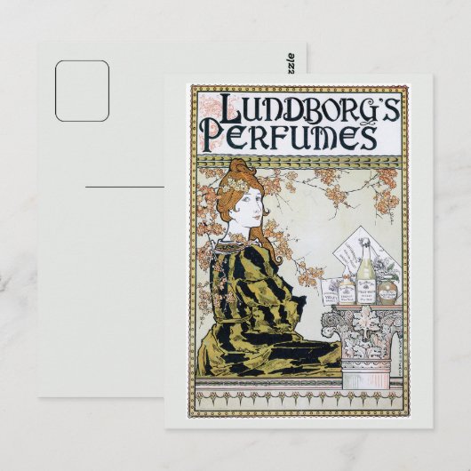 Vintage Jugendstilparfümwerbung Postkarte (Vorne/Hinten)