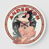 Vintage Jugendstilwerbung von Mucha Große Wanduhr (Vorderseite)