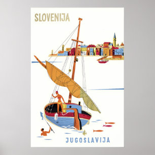 Vintage Jugoslawien-Segelsportplakat Slowenien Rei Poster