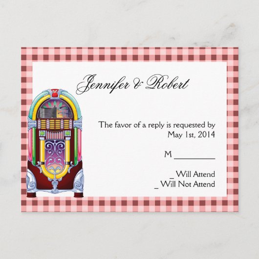 Vintage Jukebox-UAWG-Postkarte der 50er Jahre Einladungspostkarte (Vorderseite)