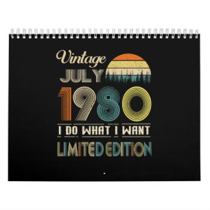 Vintage Juli 1980 Was ich will Limitierte Auflage Kalender