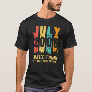 Vintage Juli 2008 14 Jahre alt 14. Geburtstag T-Shirt