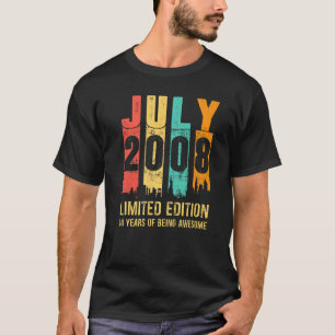 Vintage Juli 2008 14 Jahre alt 14. Geburtstag T-Shirt