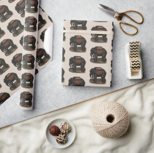 Vintage Jumbo Circus Elephant Retro Die Cut Card Geschenkpapier