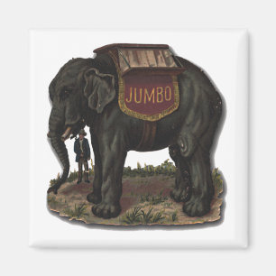 Vintage Jumbo Circus Elephant Retro Die Cut Card Magnet