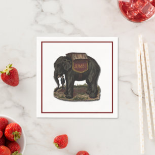 Vintage Jumbo Circus Elephant Retro Die Cut Card Serviette