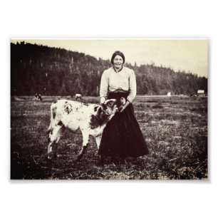 Vintage Juneau-Molkerei mit Kuh Fotodruck