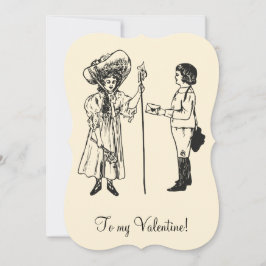 Vintage junge Edwardian Valentine-Girl-Creme Feiertagskarte
