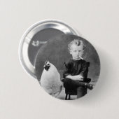 Vintage - Junge raucht mit Huhn Button (Vorne & Hinten)