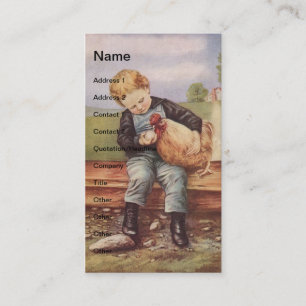 Vintage Junge und Hühner Visitenkarte