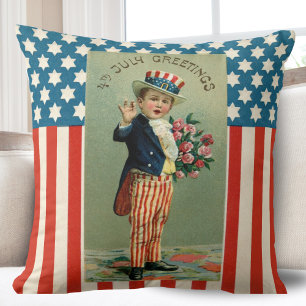 Vintage junger Onkel Sam 4. Juli Kissen