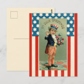 Vintage Junger Onkel Sam 4. Juli Postkarte (Vorne/Hinten)
