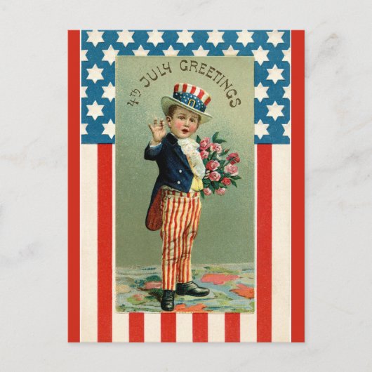 Vintage Junger Onkel Sam 4. Juli Postkarte (Vorderseite)