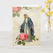 Vintage Jungfrau Mary Jesus Religiöse Rose Karte (Gelbe Blume)