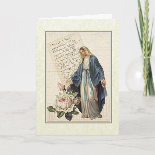 Vintage Jungfrau Mary Jesus Religious Memorare Karte (Vorderseite)