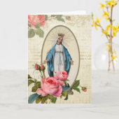 Vintage Jungfrau Mary katholische religiöse Rose Karte (Gelbe Blume)