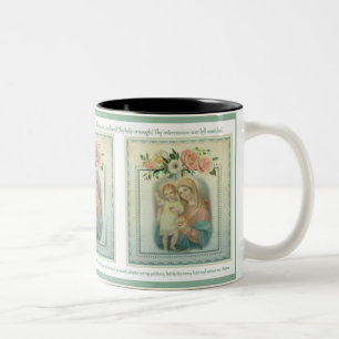 Vintage Jungfrau Mary mit Gebet Jesuss Memorare Zweifarbige Tasse