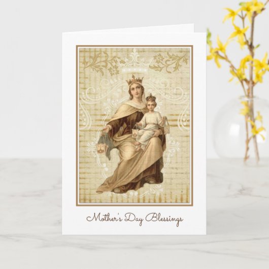 Vintage Jungfrau Mary Mount Carmel Karte (Gelbe Blume)