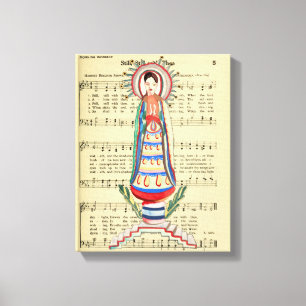 Vintage Jungfrau Mary Our Lady of Light Folksart Leinwanddruck