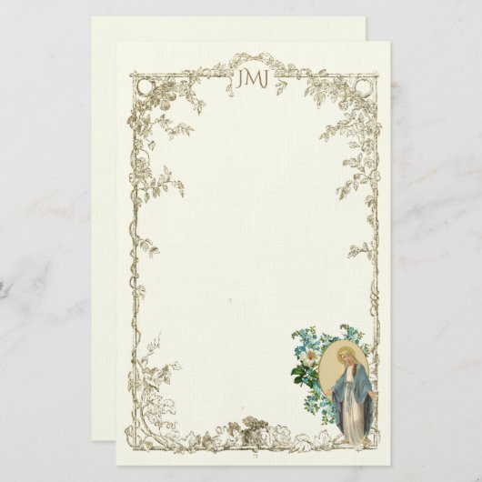 Vintage Jungfrau Mary Religious Katholic Briefpapier (Vorne/Hinten)