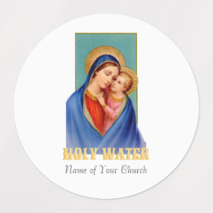 Vintage Jungfrau Mary und Jesus Heiliges Wasser Etiketten