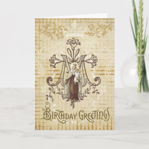 Vintage Jungfrau Mutter Mary Mount Carmel Geburtst Karte