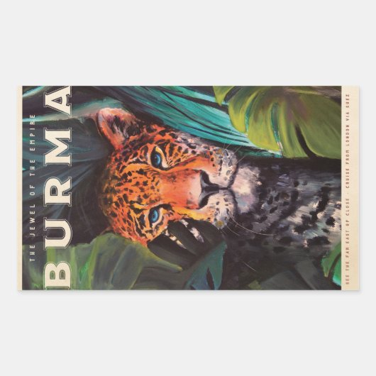 Vintage jungle leopard rechteckiger aufkleber (Vorderseite)