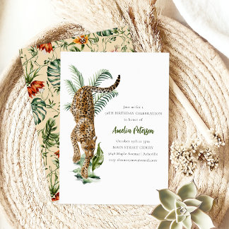 Vintage Jungle Leopard Watercolor Geburtstagsparty Einladung