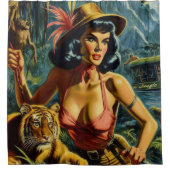 Vintage Jungle Pulp Girl Duschvorhang (Vorderseite)