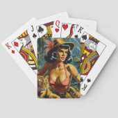 Vintage Jungle Pulp Girl Spielkarten (Rückseite)