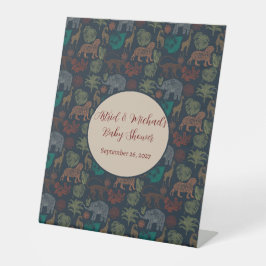 Vintage Jungle Safari Babydusche Sockelschild