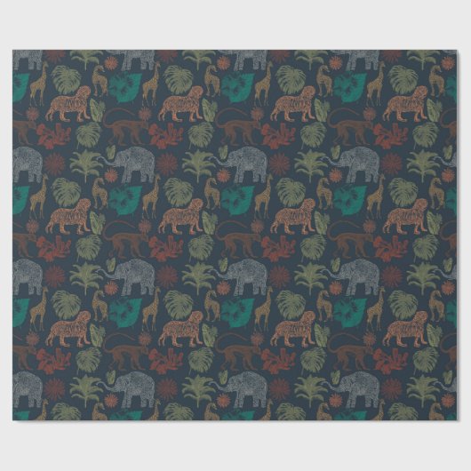 Vintage Jungle Safari Geschenkpapier (Flach)
