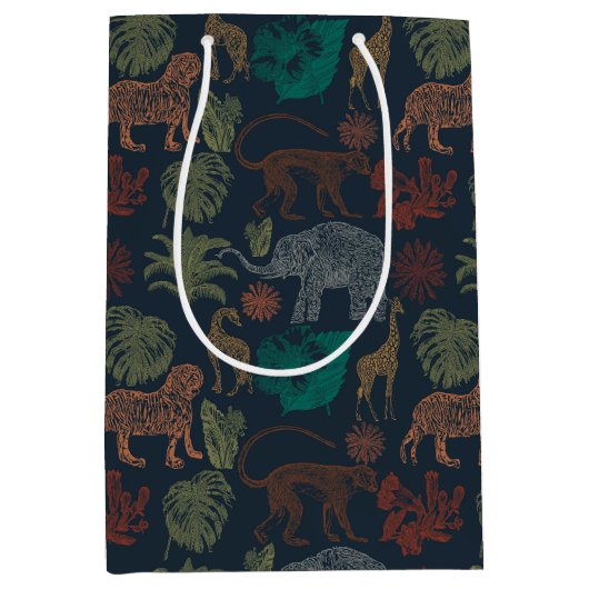 Vintage Jungle Safari Mittlere Geschenktüte (Vorderseite)