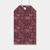 Vintage Jungle Safari Pink Babydusche Geschenkanhänger (Rückseite)