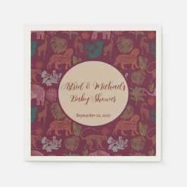 Vintage Jungle Safari Pink Babydusche Serviette