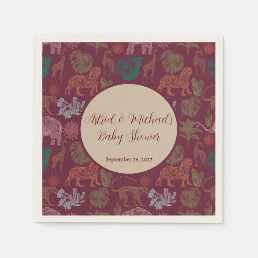Vintage Jungle Safari Pink Babydusche Serviette (Vorderseite)
