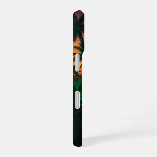 Vintage Jungle Sunset iPhone 16 Hülle (Rechte Seite)